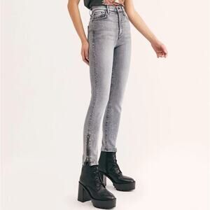 Mother The Swooner Ankle Zip Skinny Jeans in Static Gray High Waist Women's 25